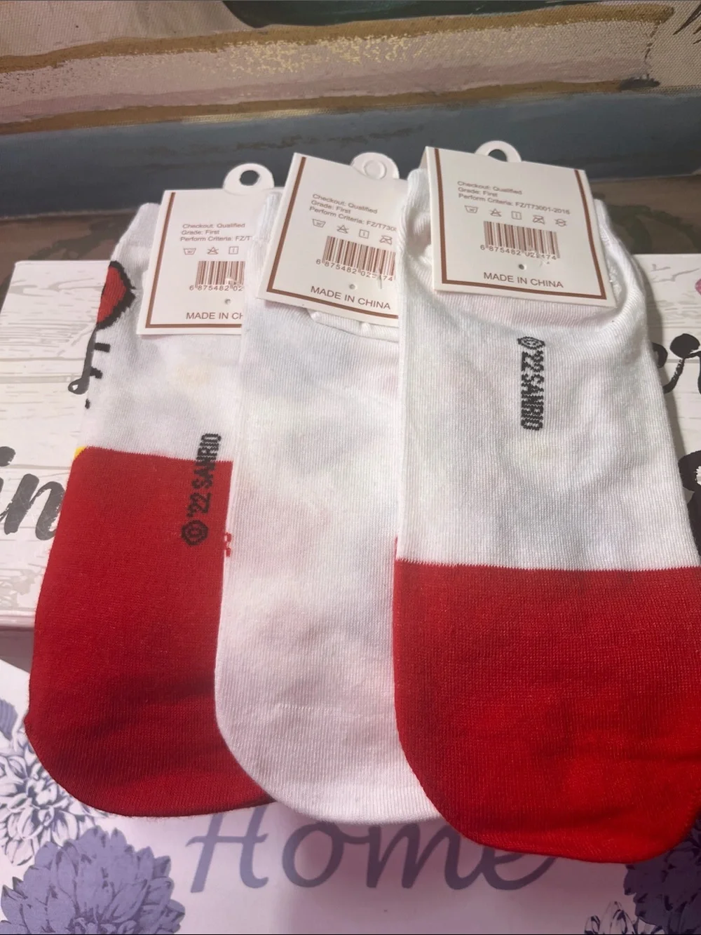Hello Kitty Red, White & Yellow Anklet Socks Set - 3 Pack